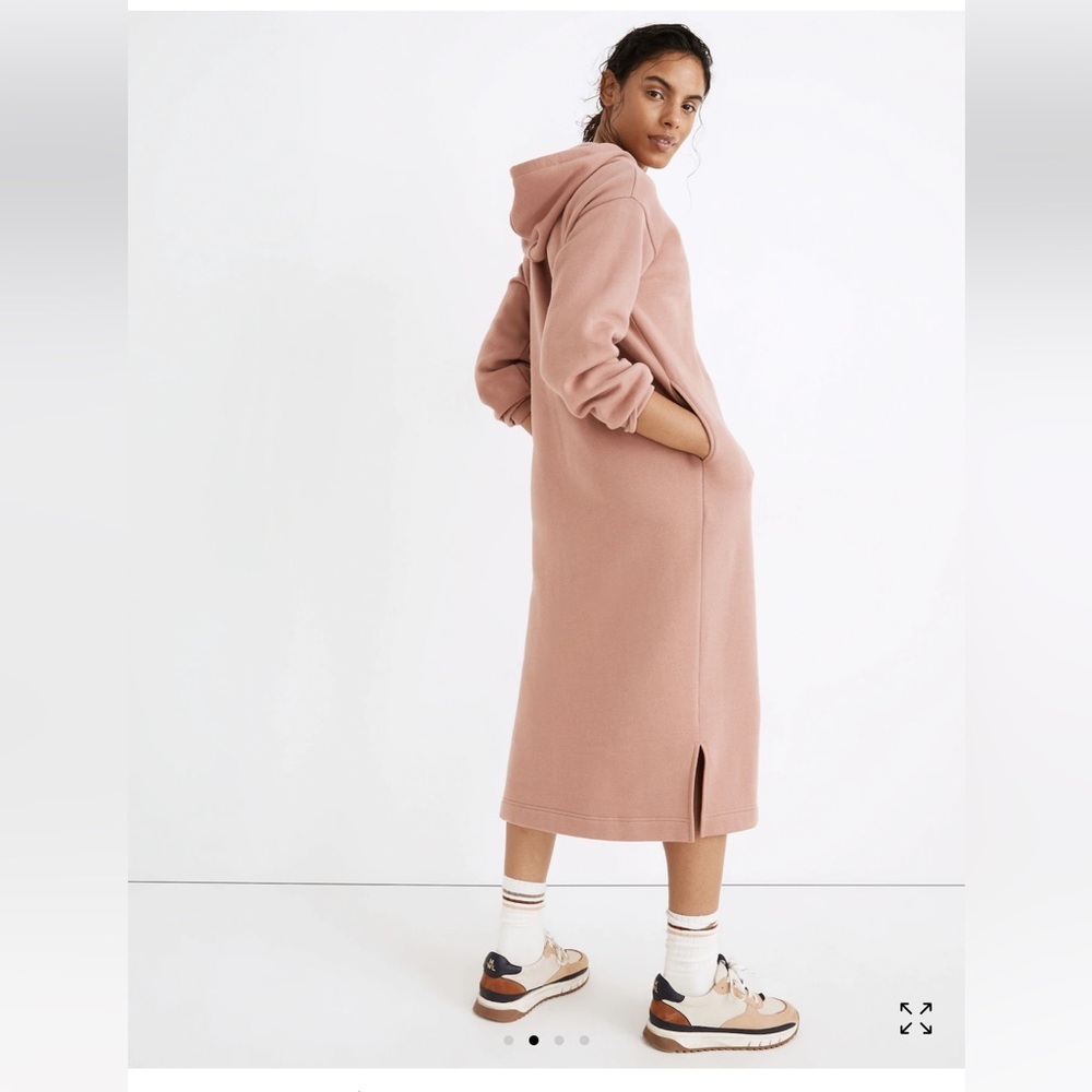 Madewell Maxi Dress MWL Betterterry Hoodie Sweatshirt Normcore Faded Mauve LG - Picture 2 of 15